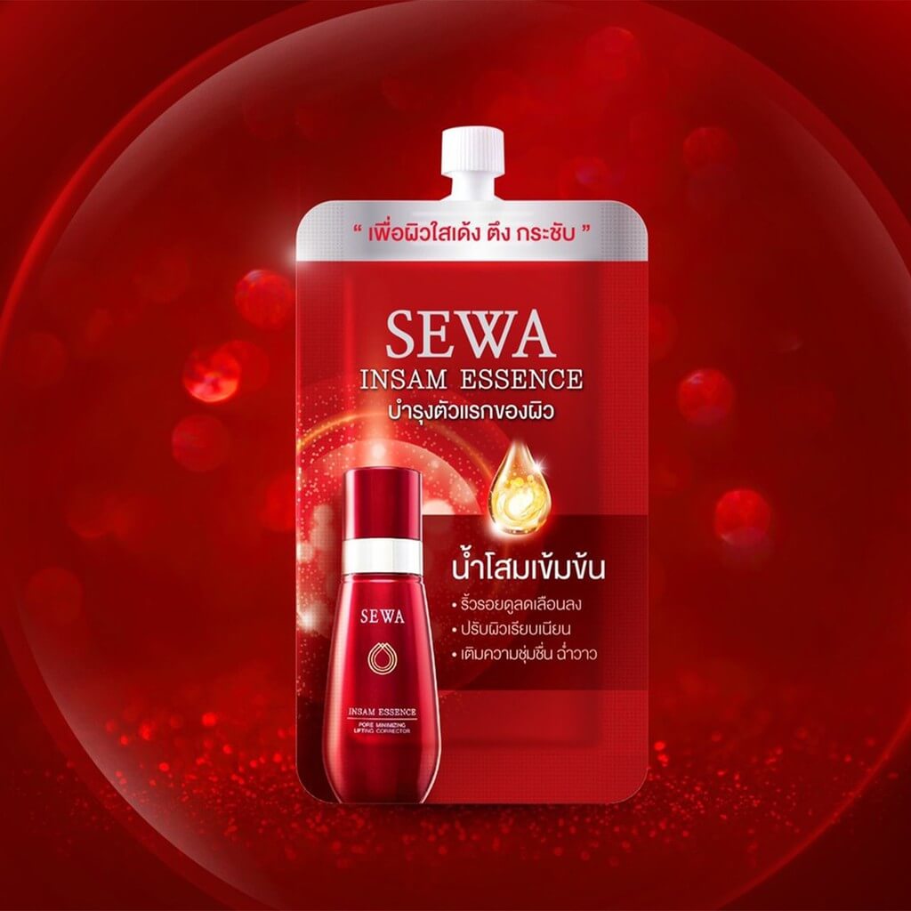 Sewa Insam Essence 8 ml เอสเซนส์น้ำโสมเข้มข้นแบบซอง ลดจุดด่างดำ ลดริ้วรอยฟื้นบำรุงผิวเรียบเนียนกระชับแน่น รูขุมเล็กลง ผิวดูกระจ่างใส