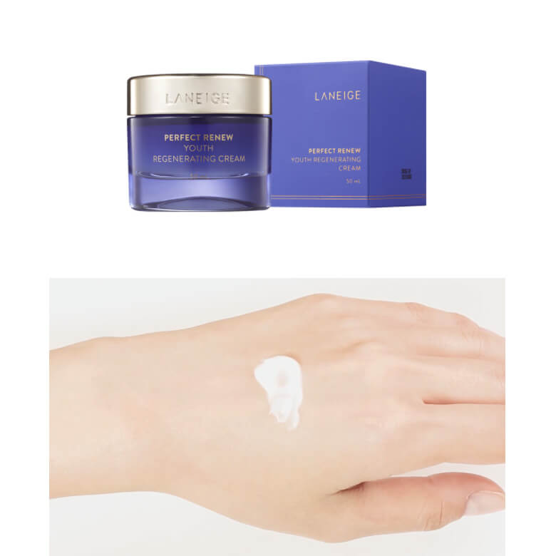 LANEIGE Perfect Renew Youth Cream ครีมบำรุงต่อต้านริ้วรอย เข้มข้น ลดริ้วรอยแรกเริ่มที่ปรากฏ ให้เห็นบนผิว มีคุณค่าสารอาหารบำรุงผิว เพื่อให้ผิวกระชับ และเรียบเนียน