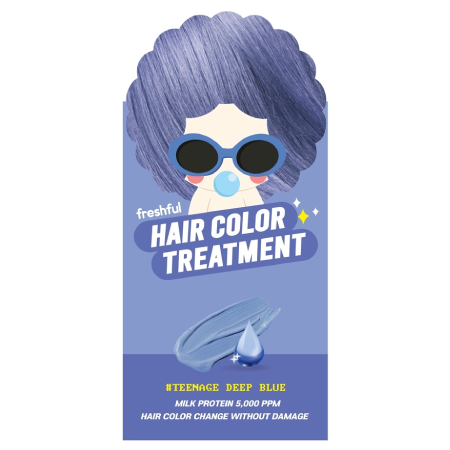 Freshful Hair Color Treatment #Teenage Deep Blue 90ml ทรีทเม้นท์เปลี่ยนสีผมที่ใช้เม็ดสีนำเข้าจากฝรั่งเศสมอบสีสันให้กับเส้นผม ให้สีสวย สีชัดทำง่ายสีติดทน