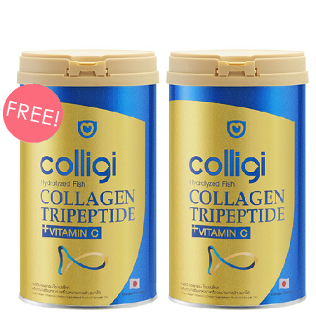 Amado ซื้อ 1 ชิ้น ฟรี 1 ชิ้น!! Colligi Collagen Tripeptide + Vitamin C 160g คอลลาเจนนำเข้าจากประเทศญี่ปุ่น สกัดจากปลาทะเลน้ำลึก ไม่ใส่สี ไม่มีน้ำตาล